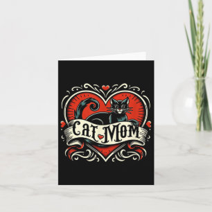 Cat Mum Vintage Tattoo Style Funny Tattoo Art Cat  Card