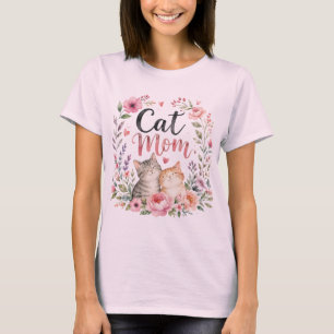 Cat Mum Watercolor Floral T-Shirt Cat Mum Gift