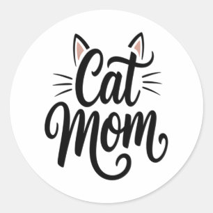 Cat Mum Whiskers and Ears Classic Round Sticker