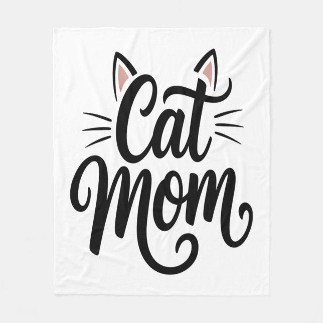 Cat Mum Whiskers and Ears Fleece Blanket (Front)