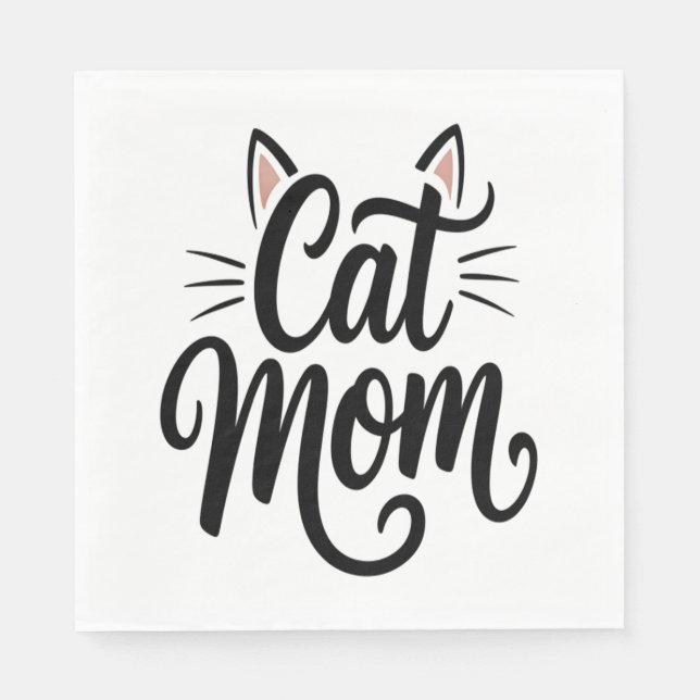 Cat Mum Whiskers and Ears Napkin (Front)