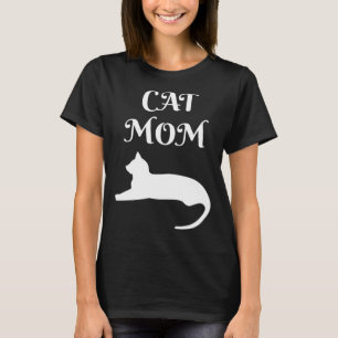 Cat Mum White On Black T-Shirt