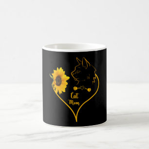 Cat Mum With Sunflower Cute Cat Lovers Mothers Day Coffee Mug