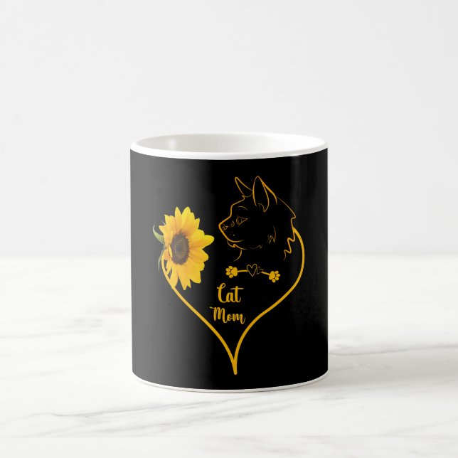 Cat Mum With Sunflower Cute Cat Lovers Mothers Day Coffee Mug (Center)