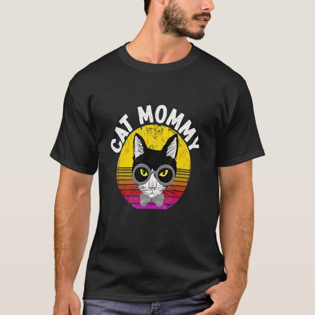 Cat Mummy Cat Mum Colourful Cat With Sunglass T-Shirt (Front)
