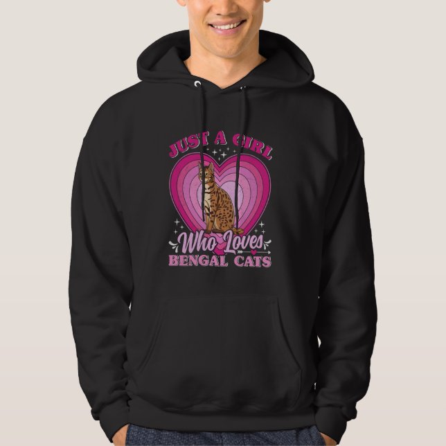 Cat Mummy JUST A GIRL WHO LOVES BENGAL CATS Lover Hoodie (Front)