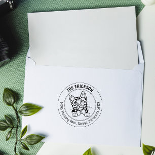Cat Munchkin Family Return Address  Rubber Stamp