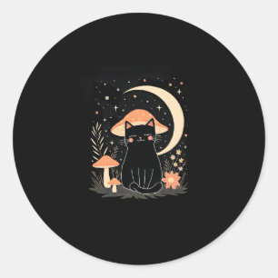 Cat Mushroom Hat Cottagecore Kitten Kitty Women Gi Classic Round Sticker