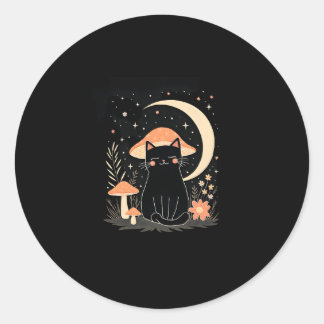 Cat Mushroom Hat Cottagecore Kitten Kitty Women Gi Classic Round Sticker