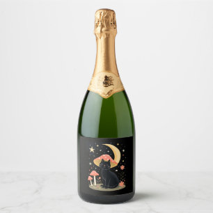 Cat Mushroom Hat Cottagecore Kitten Kitty Women Gi Sparkling Wine Label