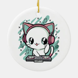 cat music ceramic tree decoration