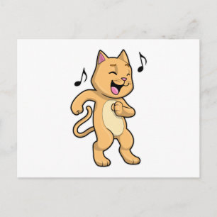 Cat Music Dance Postcard