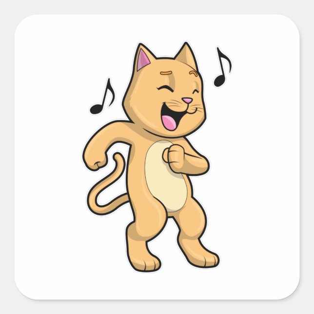 Cat Music Dance Square Sticker (Front)