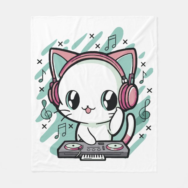 cat music fleece blanket (Front)