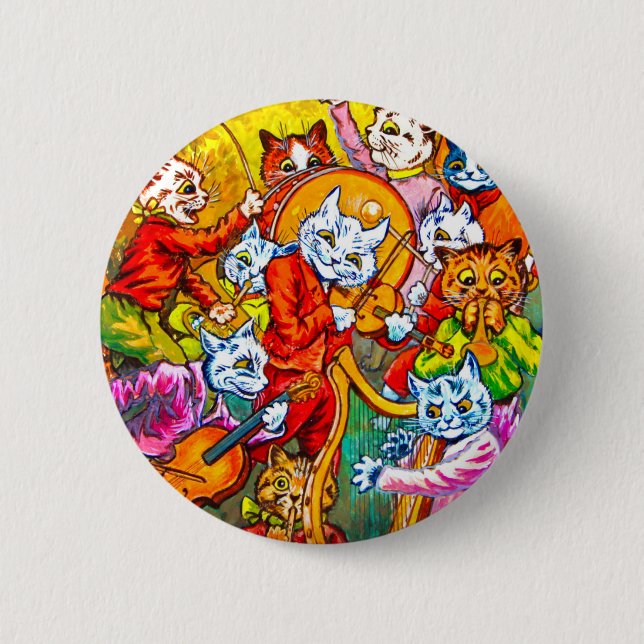 Cat Musical Band 6 Cm Round Badge (Front)