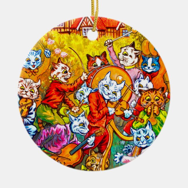 Cat Musical Band Ceramic Tree Decoration (Front)