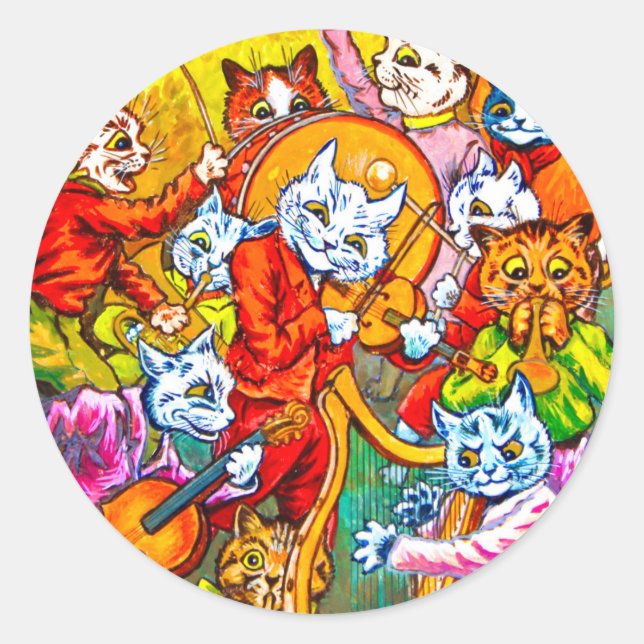 Cat Musical Band Classic Round Sticker (Front)