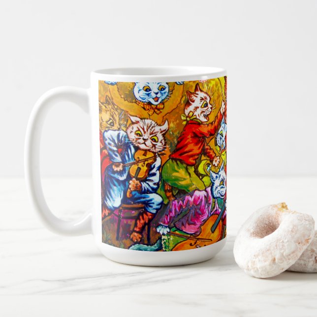 Cat Musical Band Coffee Mug (With Donut)