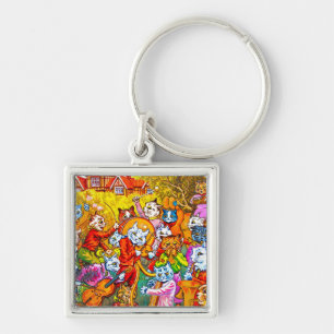 Cat Musical Band Key Ring