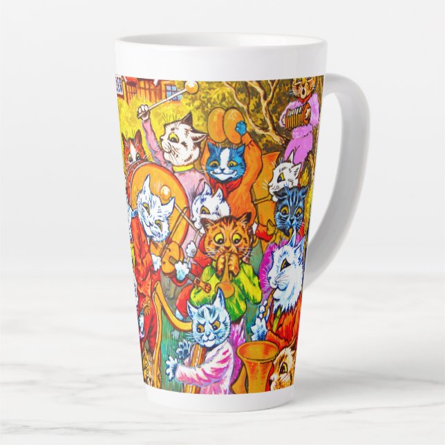 Cat Musical Band Latte Mug (Right Angle)