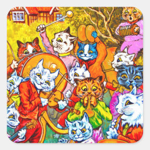 Cat Musical Band Square Sticker