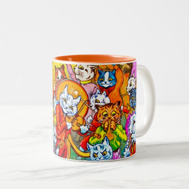 Cat Musical Band Two-Tone Coffee Mug (Front Right)