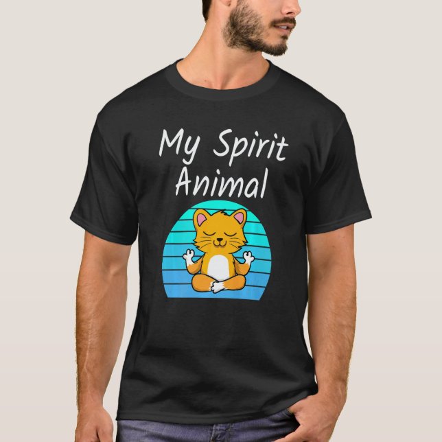 Cat My Spirit Animal Relaxing Mediation Yoga Kitte T-Shirt (Front)