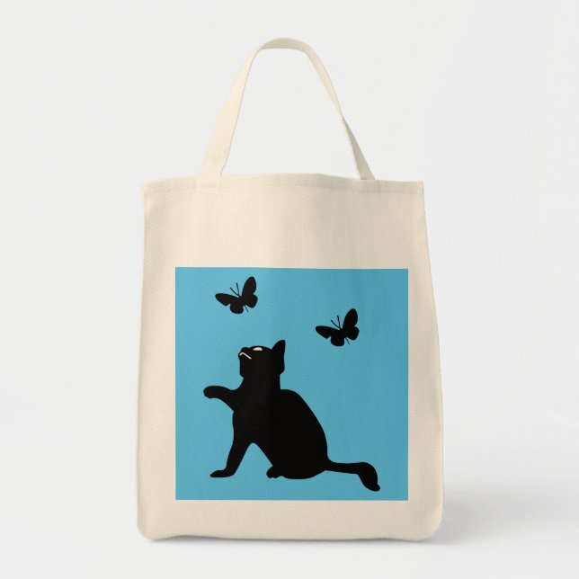 Cat n Butterflies Re-useable Grocery Tote (Front)