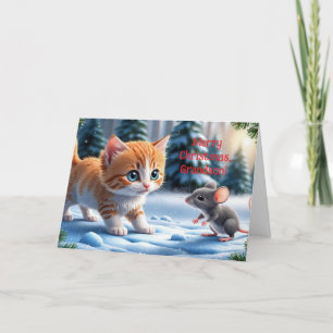 CAT n MOUSE GRANDSON CHRISTMAS CARD