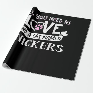 Cat Name Snickers Lovers | All You Need is Love Wrapping Paper