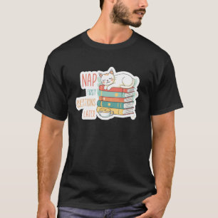 Cat Nap Books Coffee Reading Cat Sticker Style Aes T-Shirt