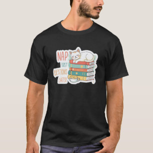 Cat Nap Books Coffee Reading Cat Sticker Style Aes T-Shirt