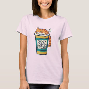 Cat Nap Coffee Cat Lover Tee