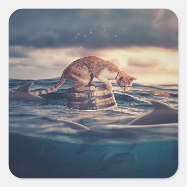 Cat Nap Dream or Nightmare Square Sticker (Front)