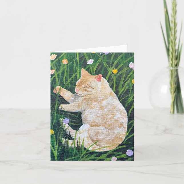 Cat Nap Folded Note Card (Front)
