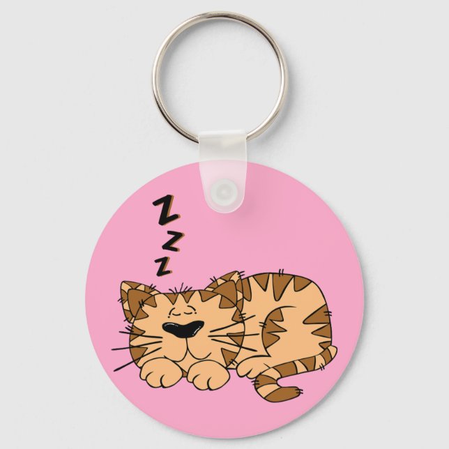 Cat Nap Kitty Button Keychain (Front)