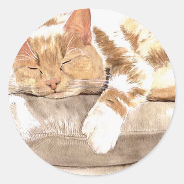 Cat Nap Round Stickers (Front)