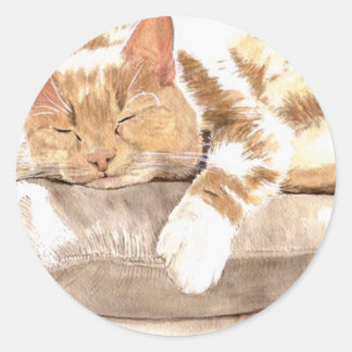 Cat Nap Round Stickers