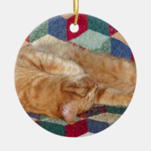 Cat Napping Ceramic Tree Decoration