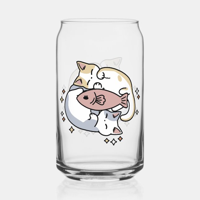 Cat-Napping Is My Self-Care Cute Cat Quote Can Glass (Front)