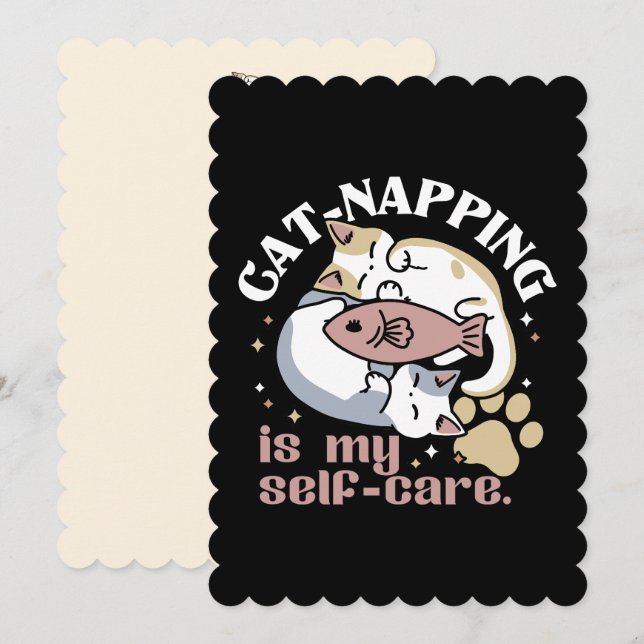 Cat-Napping Is My Self-Care Cute Cat Quote Holiday Card (Front/Back)