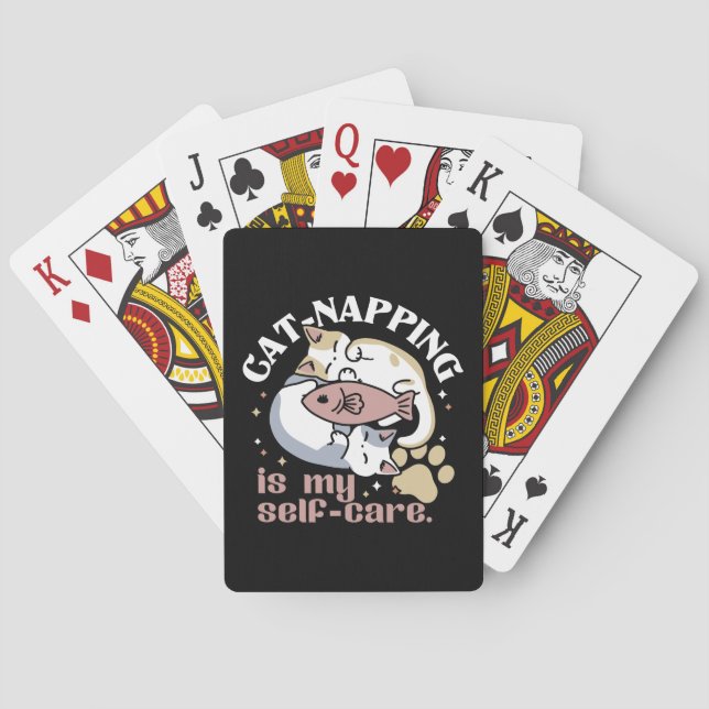Cat-Napping Is My Self-Care Cute Cat Quote Playing Cards (Back)