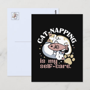 Cat-Napping Is My Self-Care Cute Cat Quote Postcard