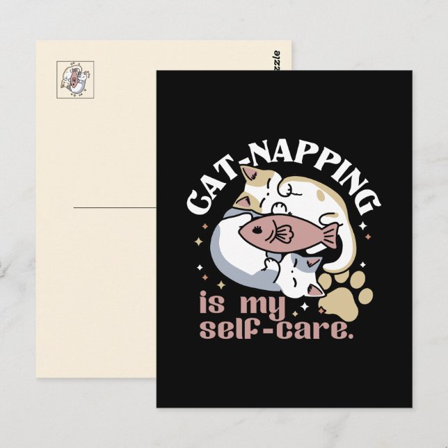 Cat-Napping Is My Self-Care Cute Cat Quote Postcard (Front/Back)