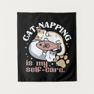 Cat-Napping Is My Self-Care Cute Cat Quote Tapestry