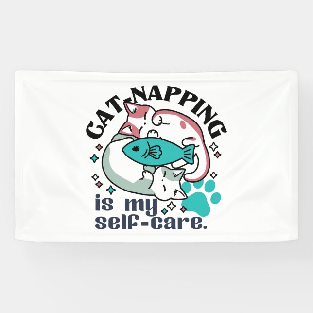 Cat-Napping Is My Self-Care: Cute Sleepy Cats Banner (Horizontal)