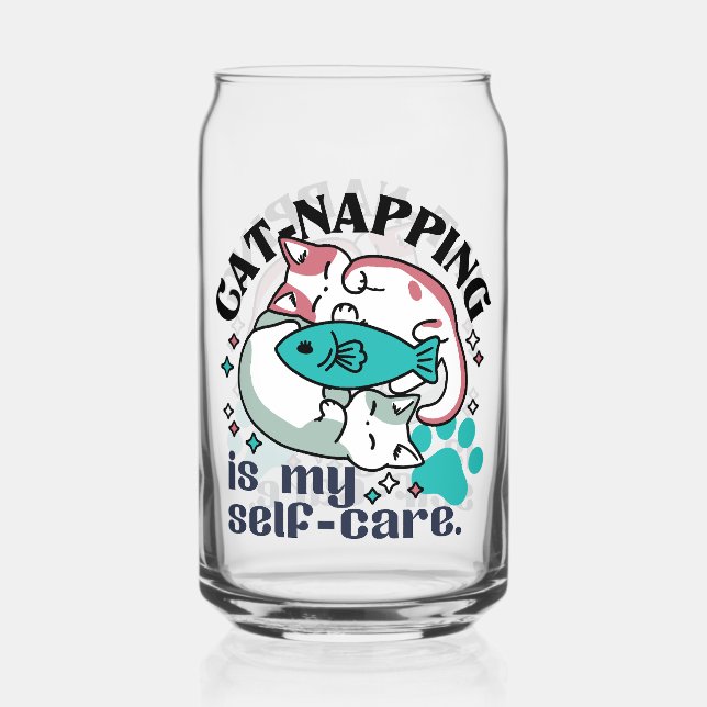 Cat-Napping Is My Self-Care: Cute Sleepy Cats Can Glass (Front)