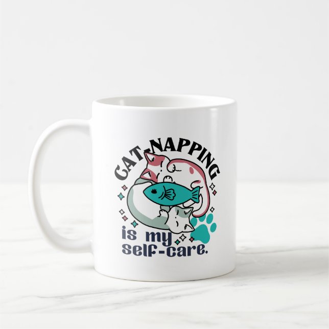 Cat-Napping Is My Self-Care: Cute Sleepy Cats Coffee Mug (Left)