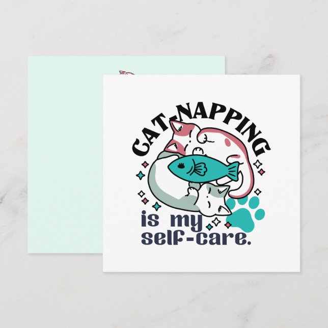 Cat-Napping Is My Self-Care: Cute Sleepy Cats Holiday Card (Front/Back)