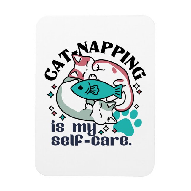 Cat-Napping Is My Self-Care: Cute Sleepy Cats Magnet (Vertical)